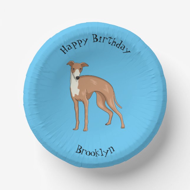 Greyhound dog cartoon illustration pappteller (Vorderseite)