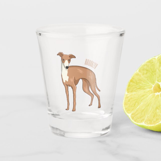 Greyhound dog cartoon illustration schnapsglas (Vorderseite)