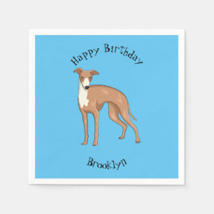Greyhound dog cartoon illustration serviette