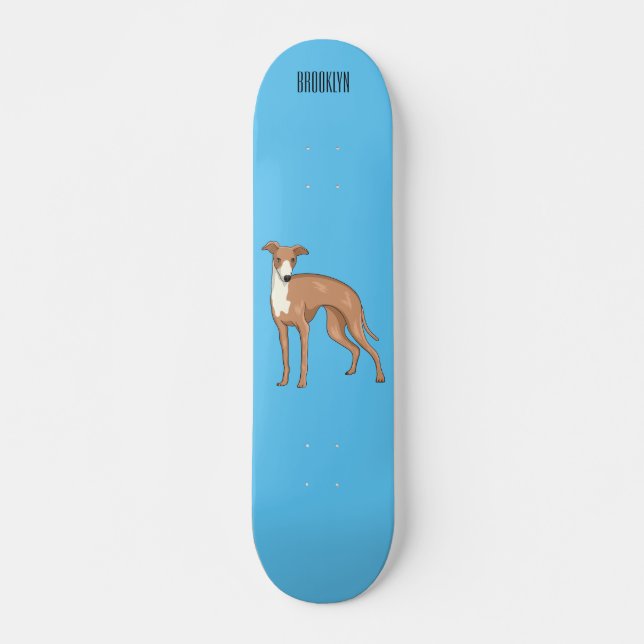 Greyhound dog cartoon illustration skateboard (Vorne)