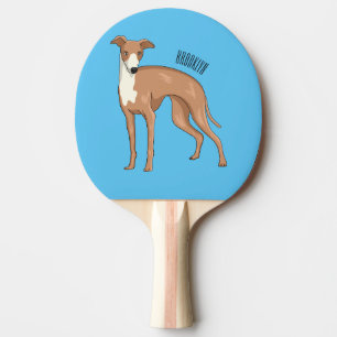 Greyhound dog cartoon illustration tischtennis schläger