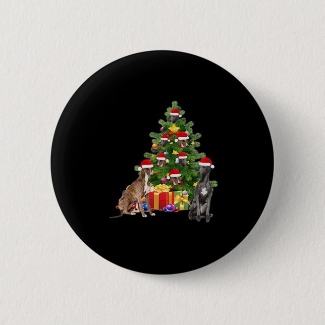 Greyhound dog Christmas Tree Essential T - Shirt Button (Vorderseite)