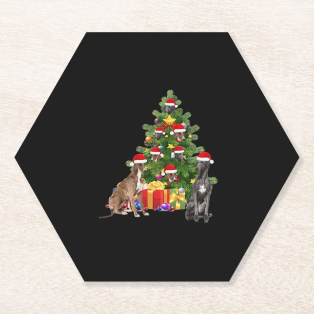 Greyhound dog Christmas Tree Essential T - Shirt Untersetzer (Vorderseite)