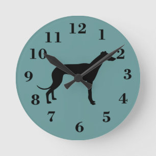 Greyhound Dog Clock Runde Wanduhr
