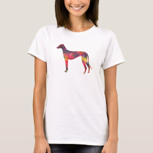 Greyhound Dog Geometric Muster Silhouette Multi T-Shirt