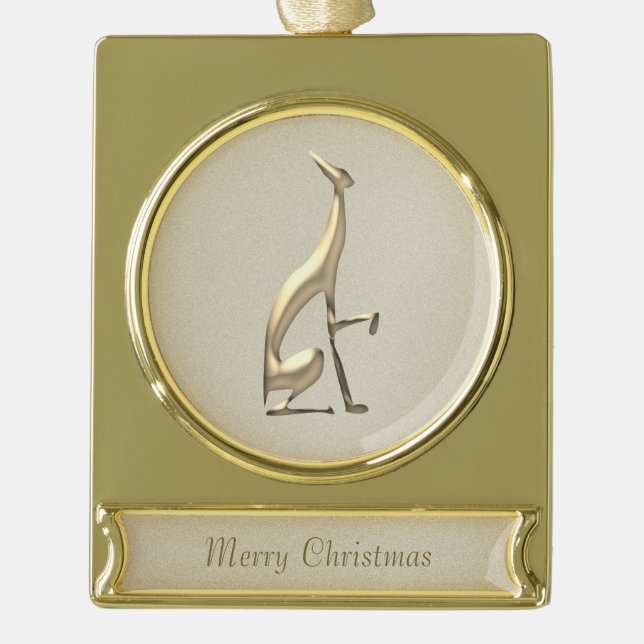 Greyhound Dog Gold Banner-Ornament Gold (Vorderseite)