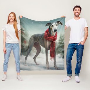 Greyhound Dog in Schneehocht Fleecedecke