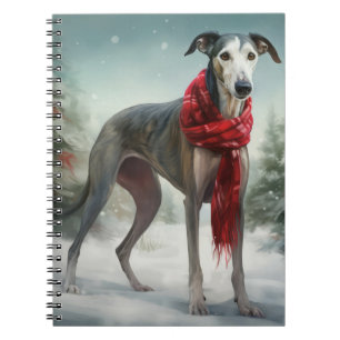 Greyhound Dog in Schneehocht Notizblock
