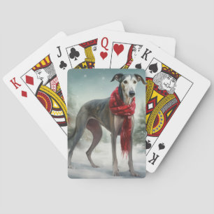 Greyhound Dog in Schneehocht Spielkarten