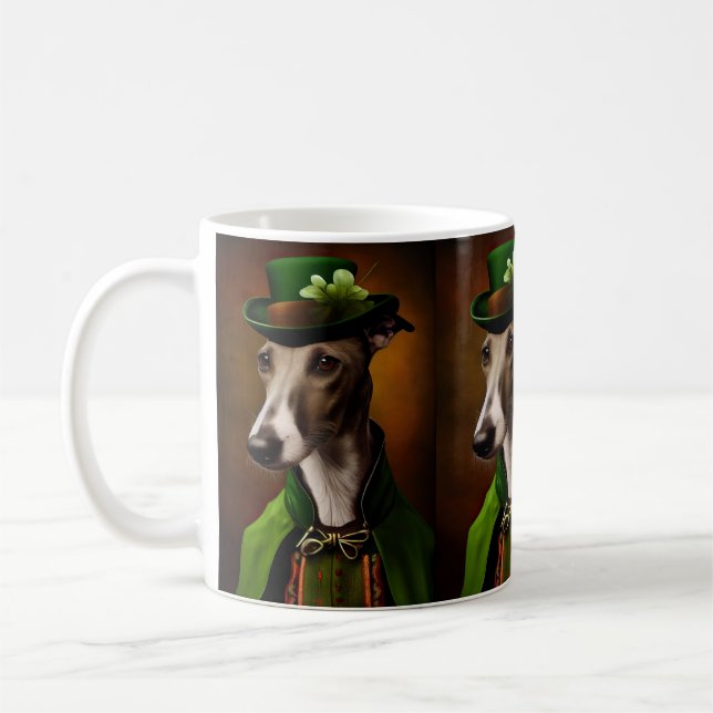 Greyhound Dog in St. Patrick's Day Dress Kaffeetasse (Links)