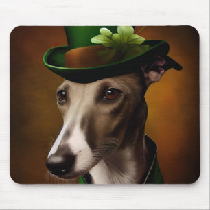 Greyhound Dog in St. Patrick's Day Dress Mousepad