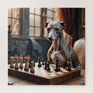 Greyhound Dog Playing Schach