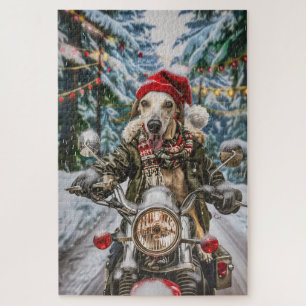 Greyhound Dog Riding Motorrad Weihnachten