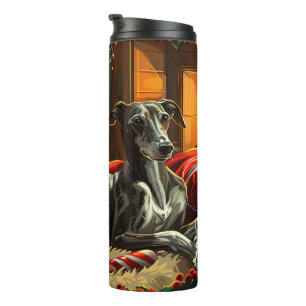 Greyhound Dog Weihnachtsfest Thermosbecher