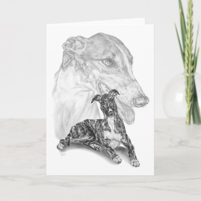 Greyhound Dog Zeichnend von Kelli Swan Karte (Vorderseite)