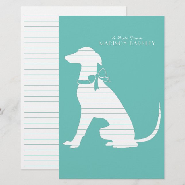 Greyhound Doppy Puppy Briefpapier (Vorne/Hinten)
