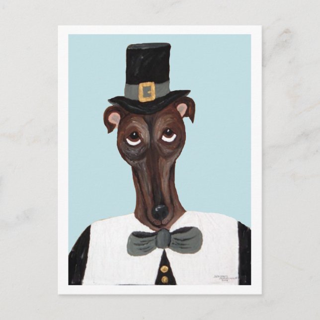 Greyhound-Erntedankfest-Pilger Postkarte (Vorderseite)