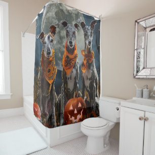 Greyhound Halloween Gruselig Duschvorhang