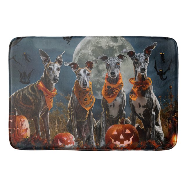 Greyhound Halloween Spooky Badematte (Vorderseite)