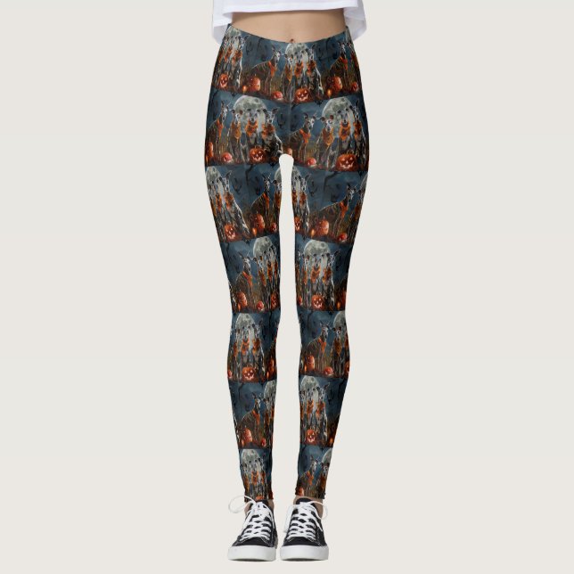 Greyhound Halloween Spooky Leggings (Vorderseite)
