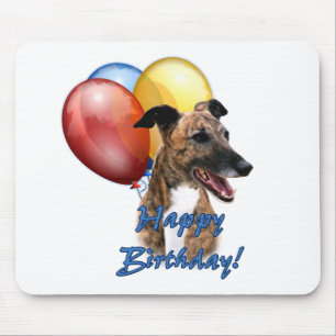 Greyhound Happy Birthday Balloons. Mousepad