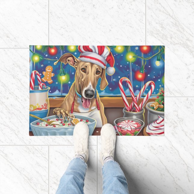 Greyhound Holiday Baking: Festliche Weihnachten Fußmatte (Indoor)
