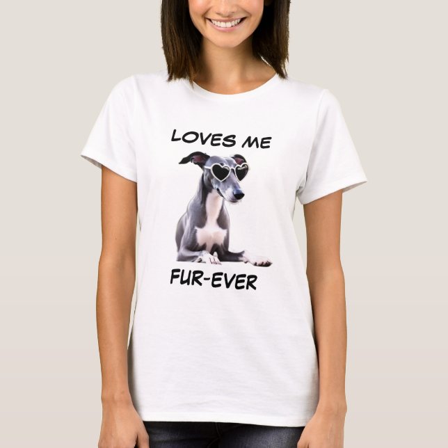 Greyhound Hound Red Heart Herz-Shaped Sonnenbrille T-Shirt (Vorderseite)