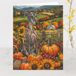 Greyhound Hund Herbst Ernte Erntedank Karte