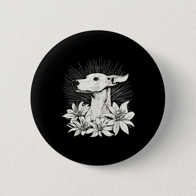 Greyhound Hund Lover Retro Style Tattoo Button (Vorderseite)
