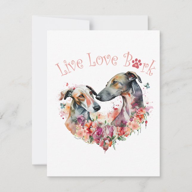 Greyhound Hund Mama Floral Mitteilungskarte (Vorderseite)