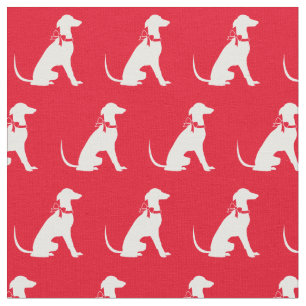 Greyhound Hund Silhouette Rotes Tier Stoff