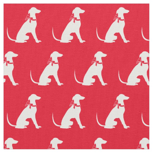 Greyhound Hund Silhouette Rotes Tier Stoff (Nahaufnahme)
