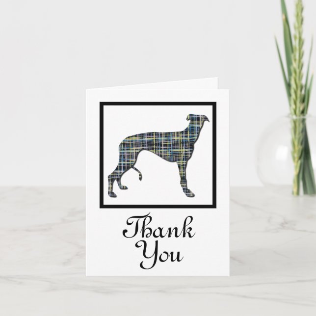 Greyhound Hund Silhouette Weiß Danke, dass Sie grü Karte (Vorderseite)