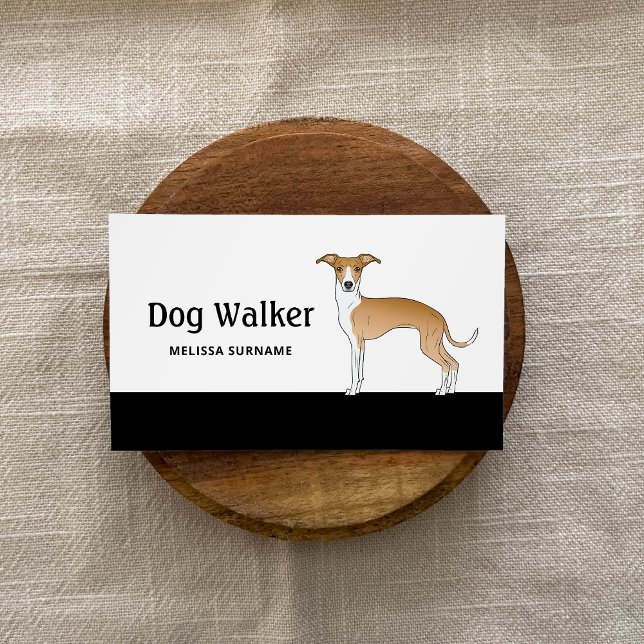 Greyhound - Hund Walker Visitenkarte (Promote your dog walking services with this stylish Italian Greyhound design business card.)