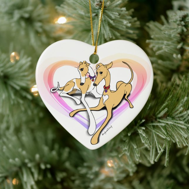 Greyhound Hunde Art Keramik Ornament (Baum)