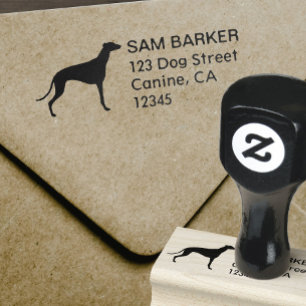 Greyhound Hunde Silhouette Rücksendeadresse Gummistempel