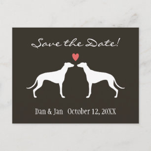 Greyhound Hunde Silhouetten Hochzeit Sichern Sie d Ankündigungspostkarte