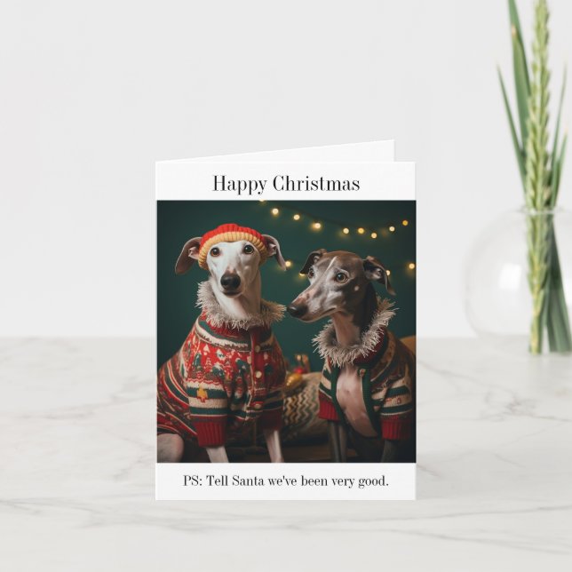Greyhound Hunde Weihnachtskarte Karte (Vorderseite)