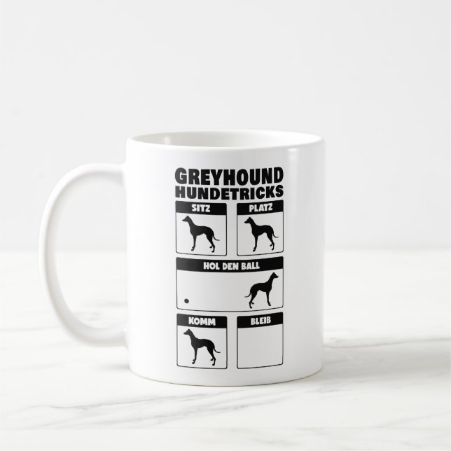Greyhound Hundetricks Britische Windhund Tricks Kaffeetasse (Links)