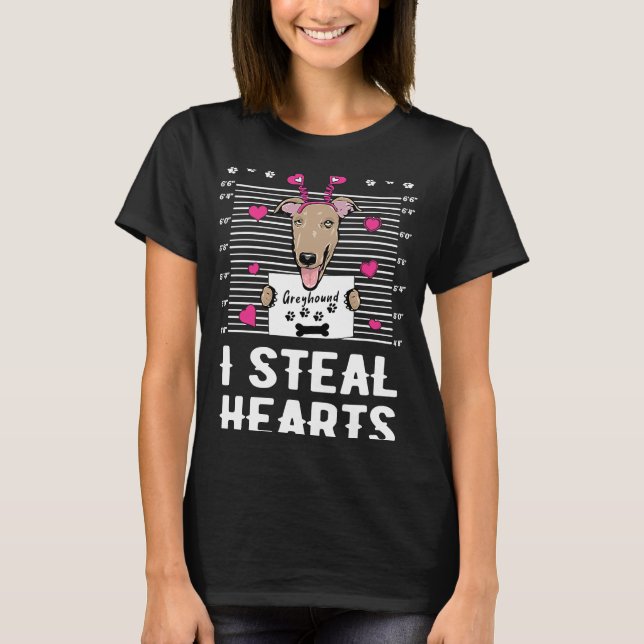Greyhound I Stearts Valentine Dog Valentines T-Shirt (Vorderseite)