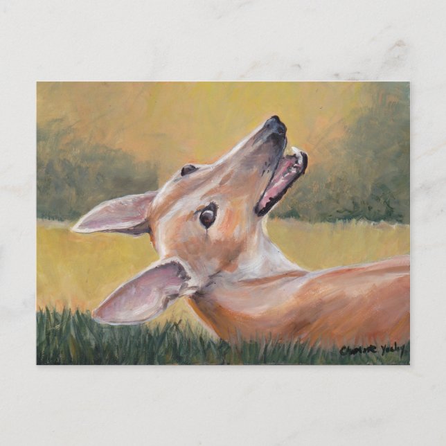 Greyhound in Grass Dog Art Postcard Postkarte (Vorderseite)