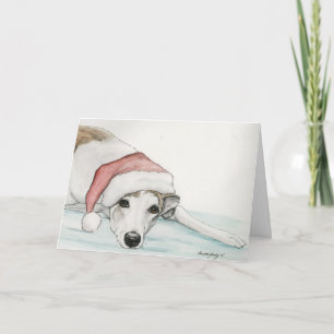 "Greyhound in Weihnachtsmannmütze" Dog Art Weihnac Feiertagskarte