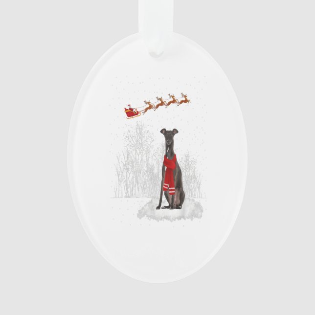 Greyhound Is Watching The Snow Christmas Gift Ornament (Vorderseite)