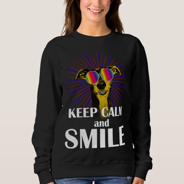 Greyhound  Keep Calm & Smile  Galgo Greyhound Hipp Sweatshirt (Vorderseite)