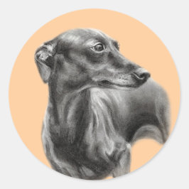 Greyhound-Kohle Zeichnend Runder Aufkleber