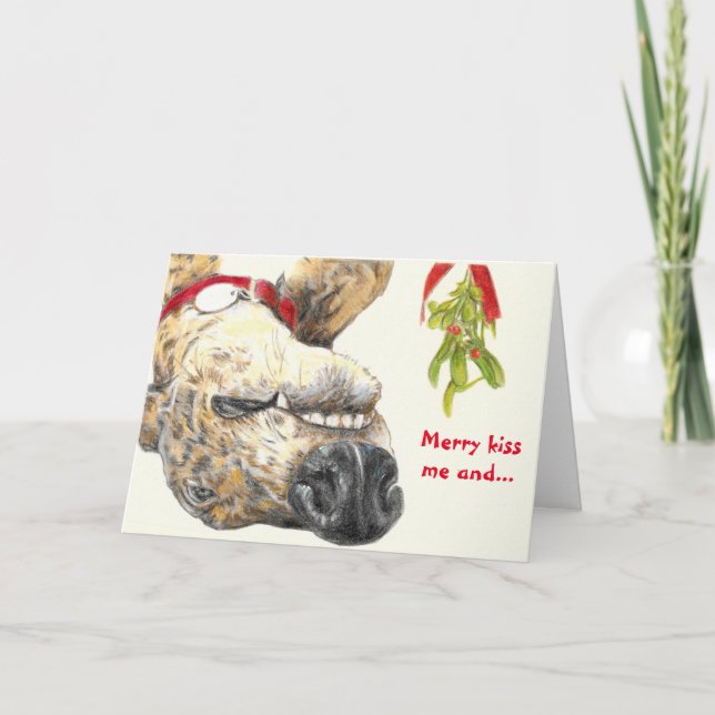 Greyhound Liebhaber Weihnachtskarte Feiertagskarte (Vorderseite)