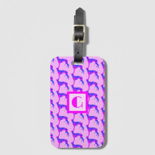 Greyhound/Lurchenhund Lover Pink & Blue Monogram Gepäckanhänger