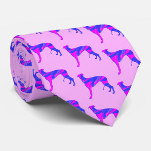 Greyhound Lurcher Dog Pink Silhouette Pink Neck Krawatte