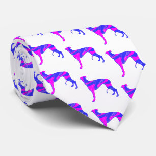 Greyhound Lurcher Dog Pink Silhouette Weiße Neck Krawatte