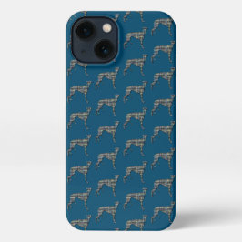 Greyhound Lurcher Niedlich Dog Silhouette Grid Blu iPhone Hülle